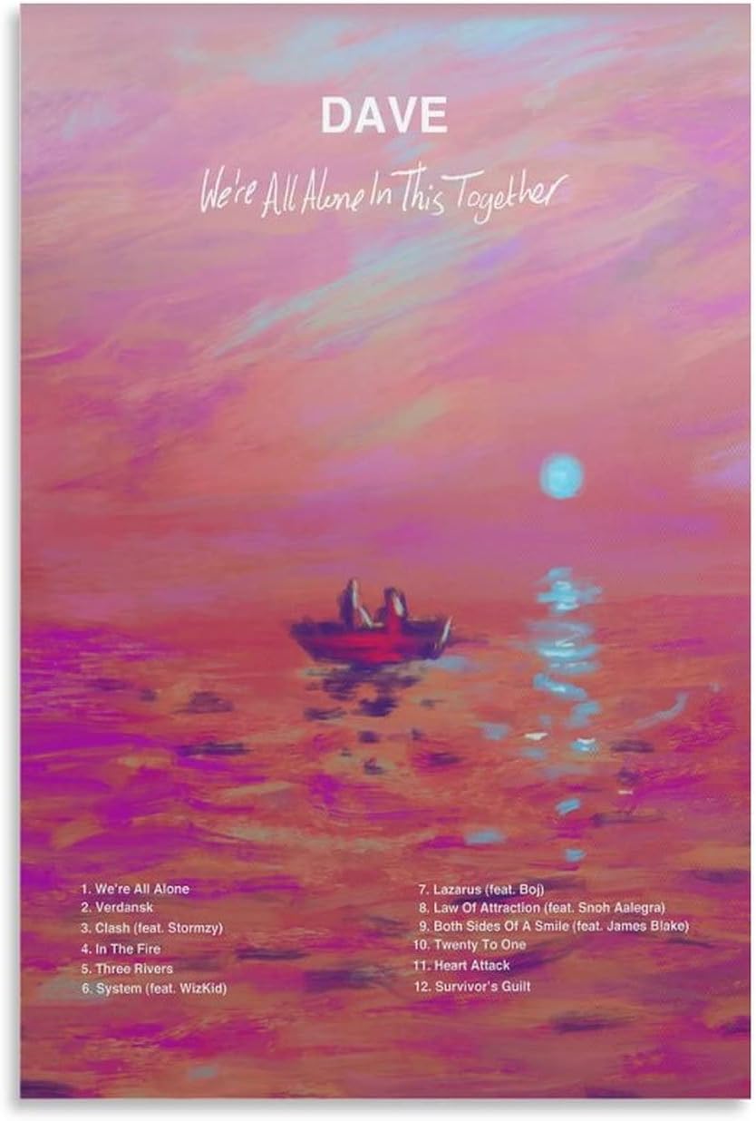 PLUVO Dave Were All Alone In This Together Canvas Posters Wall Art Decor Room Bedroom Decoration Unframe12x18inch(30x45cm)
