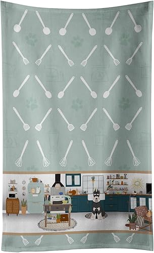 Caroline's Treasures WDK6003KTWL Schnauzer negro y plateado en la cocina, paños de cocina, toalla de mano para invitados, toalla de baño decorativa