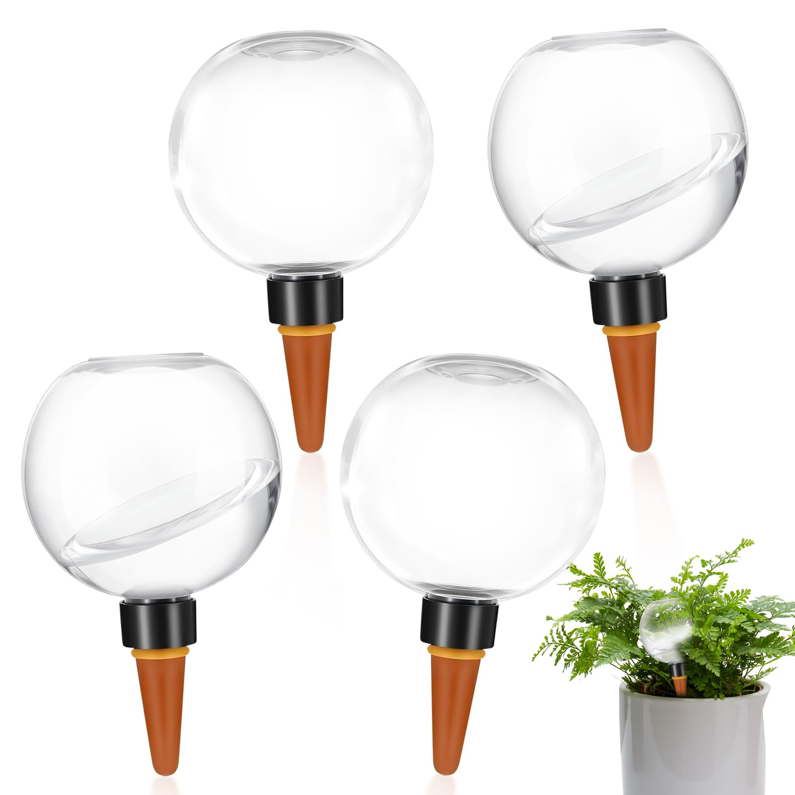 Encuryna 4 Stück Bewässerungskugeln für Pflanzen,Automatische Pflanzenbewässerung 500ml,sgeräte Bewässerungskugeln,Wasserspender Pflanze von Zimmer Balkon und Gartenpflanzen (transparent)