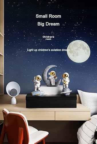 Miniatura 5 de Paimuni Estatuilla de astronauta de resina de astronauta, estatua de hombre espacial, escultura de oro blanco para estantería, oficina, escritorio,