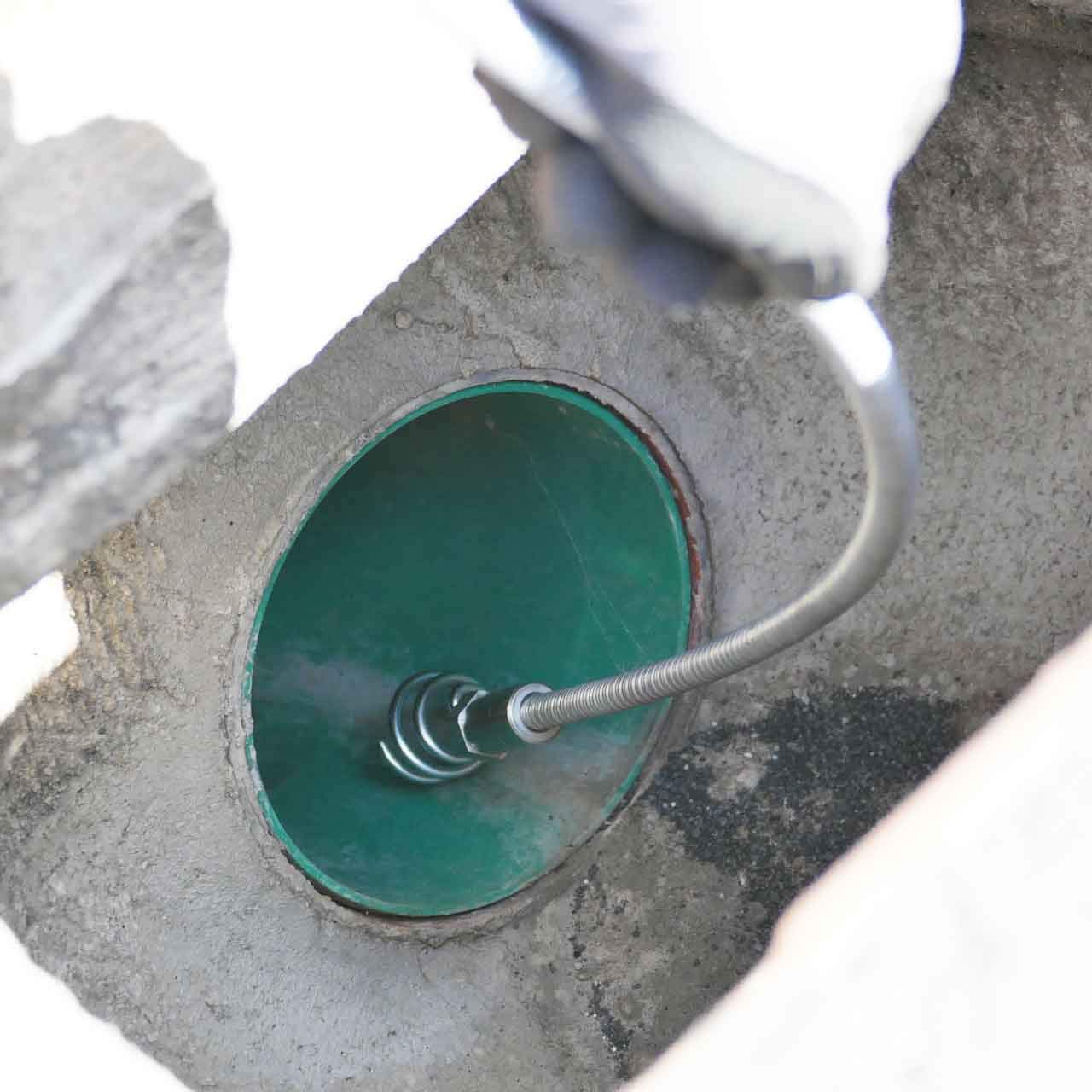 Rohrreinigungsspirale Ø 10mm x 7,5m, mit 30mm Trichterbohrer, ab 70mm Rohr, optionale Verlängerung