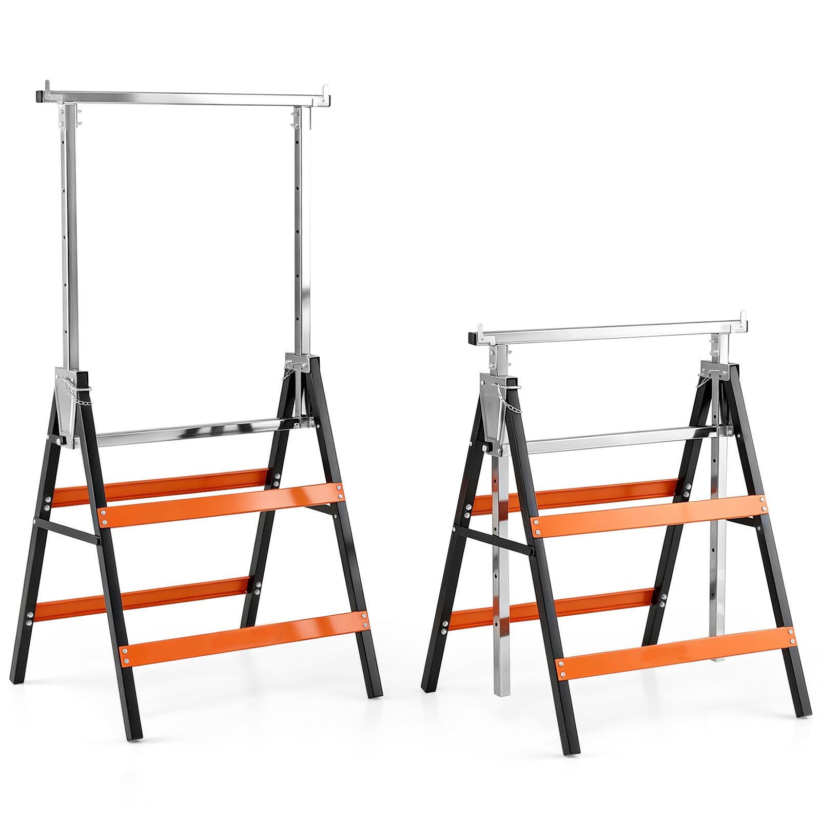 TANGZON 2 Pack Folding Saw Horses, Adjustable Trestle Stands