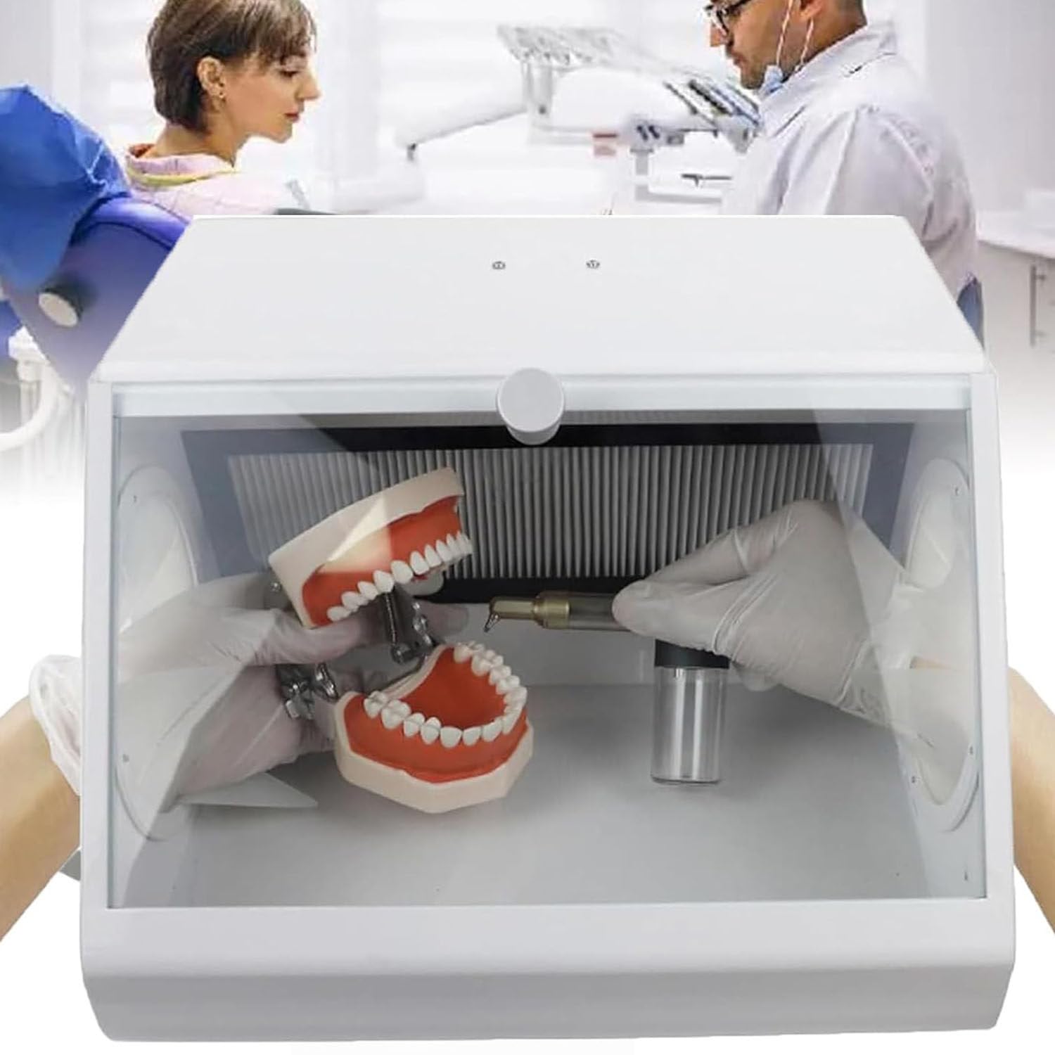 Aspiratore di Polvere per Laboratorio Odontotecnico, Protezione per Sabbiatura, Scatola per Lucidatura E Molatura da Laboratorio,con 2 Filtri