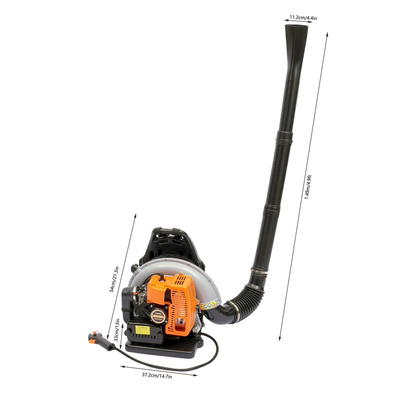Wentylator dmuchawy, Plecakowa dmuchawa do liści o mocy 6800 obr./min, mocna, 63 cm³, dwusuwowa, zasilana gazem, przenośna powietrza