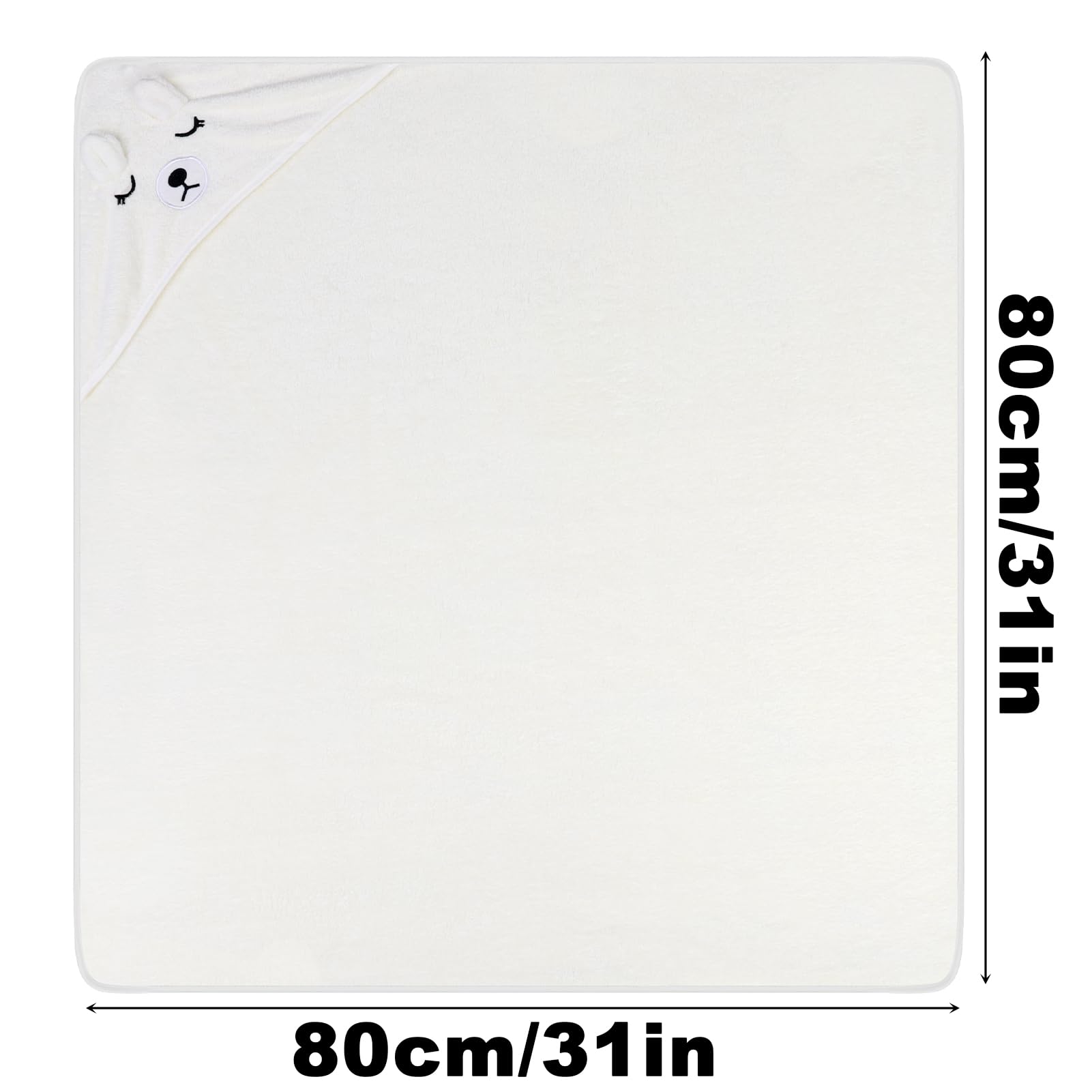 Lvefyti Serviette de bain à capuche pour bébé - 80 x 80 cm - En polaire corail - Pour bébé nouveau-né - Blanc