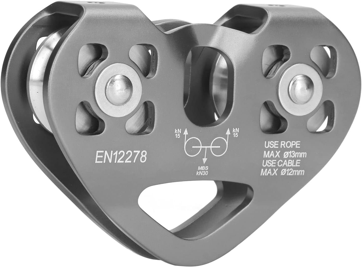 Outdoor Climbing Pulley Block, Aviation Aluminum Double Shaft Climbing Sheave Pulley for Mountaineering