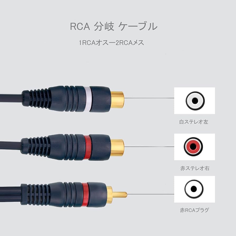 Amazon | EIGHTNOO RCA分配ケーブル 2本 21.5cm 分岐 RCAオスto