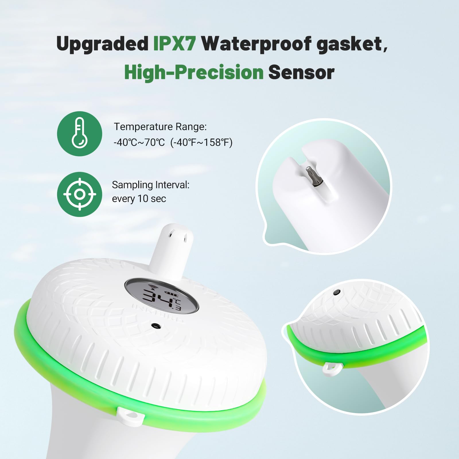 Inkbird Schwimmendes Pool thermometer mit IBS-M2 Wlan Gateway-Kombination, App Steuerung, 9 Kanal für Schwimmbad, Teich
