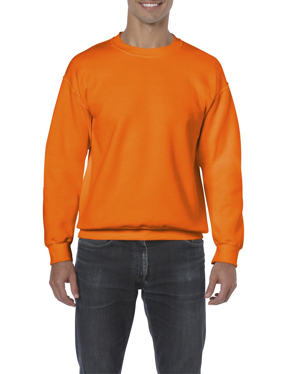 Gildan Men's Safety Orange Adult Crew Neck 18000 Long Sleeve Sweatshirt, XX-Large