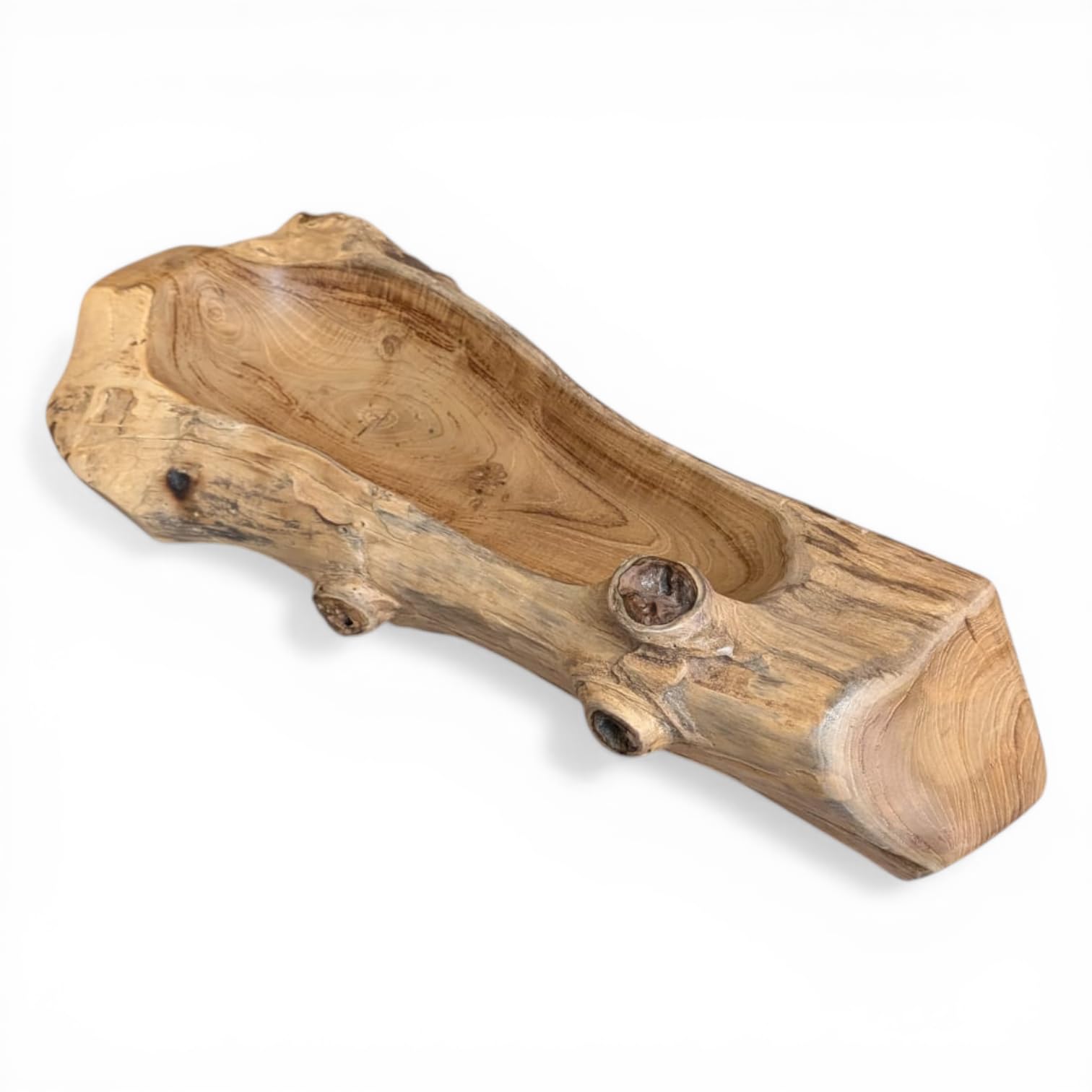 Kinaree Große Holzschale aus Teak-Wurzelholz 55–65 cm – Handgefertigte Obstschale aus Massivholz – Organische Dekoschale & Servierschale – Unikat