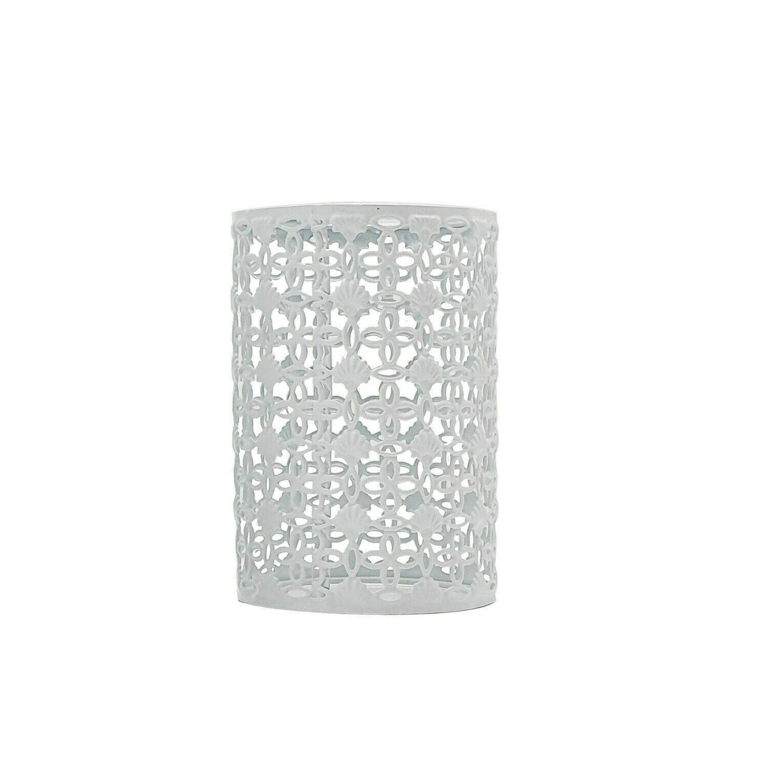 Dc Voltage Pattern 4 White Metal Easy Fit Drum Cage Ceiling Light Shade Hollow Out Lamp Shade For Ceiling Pendant Light For Kitchen, Hall (Style 1)