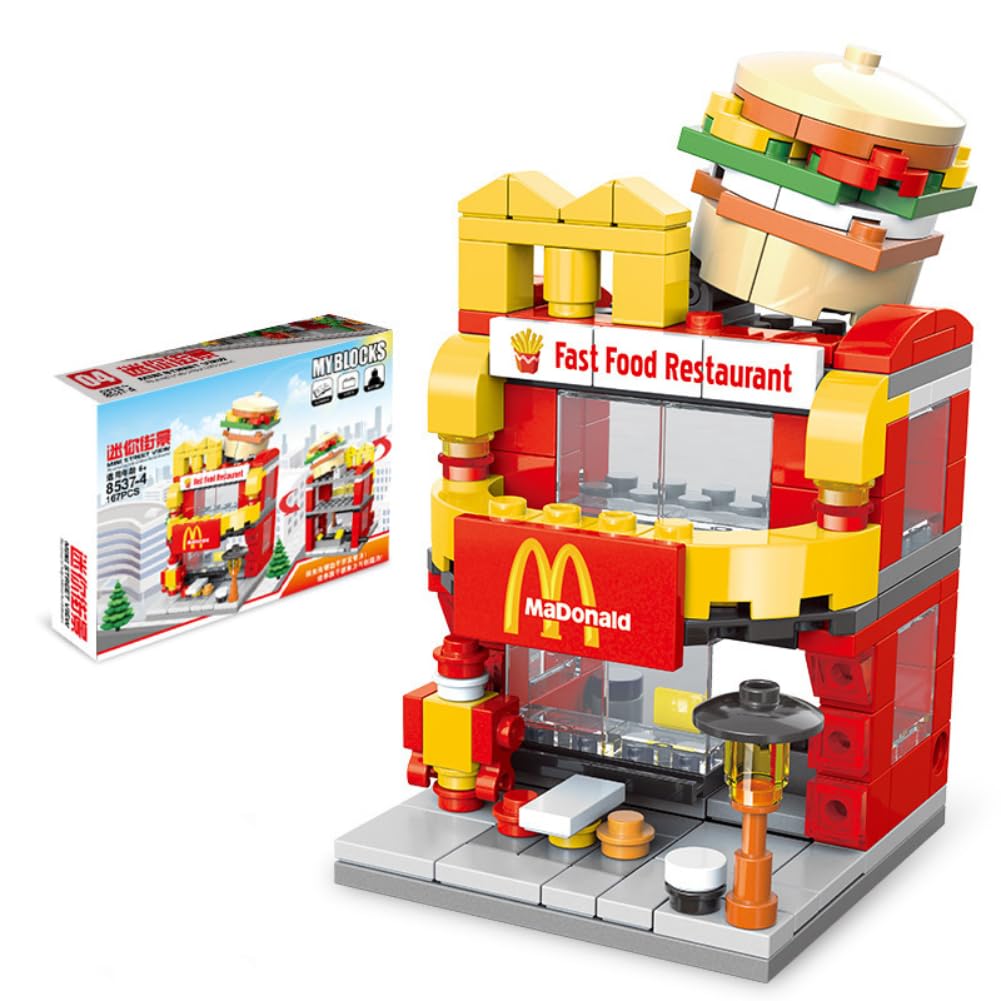 Street View City Cafe Building Kit, 167PCS Coffee Shop Modular House Building Set, MOC Creative House Model DIY Toys