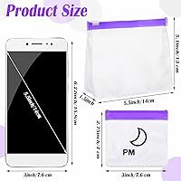 Vista 2 de Colarr AM PM - 14 bolsas para pastillas reutilizables con cremallera para día y noche, organizador de píldoras con cierre deslizante para estuche