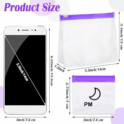 Miniatura 2 de Colarr AM PM - 14 bolsas para pastillas reutilizables con cremallera para día y noche, organizador de píldoras con cierre deslizante para estuche de