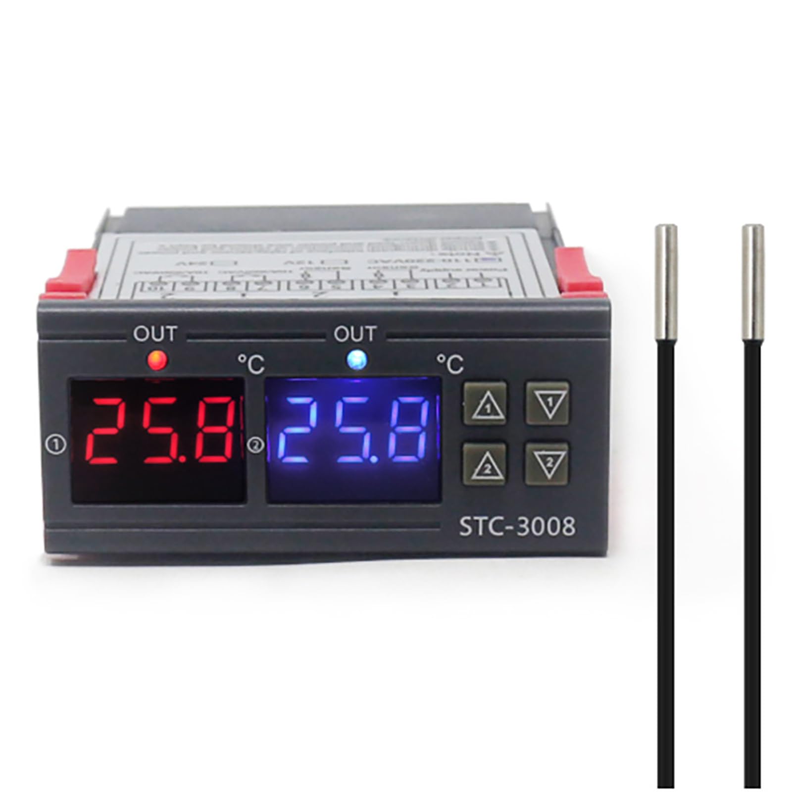 12V / 24V / 110-220V Temperature Thermostat Controller for Farm Various Refrigerator Greenhouse Aquarium Digital Display Double Display Controller
