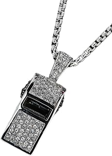 Crystals Rhinestones Whistles Necklaces Titaniumed Steel Chain Loud Crisp Sound Coaches Referee Training