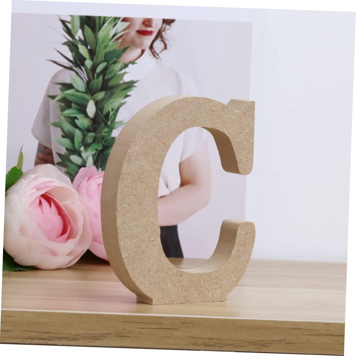 Wooden Alphabet Letter c for Wall Decor Unfinished Craft Letters for Home Office Wedding and Party Decoration Natural Pine Design
