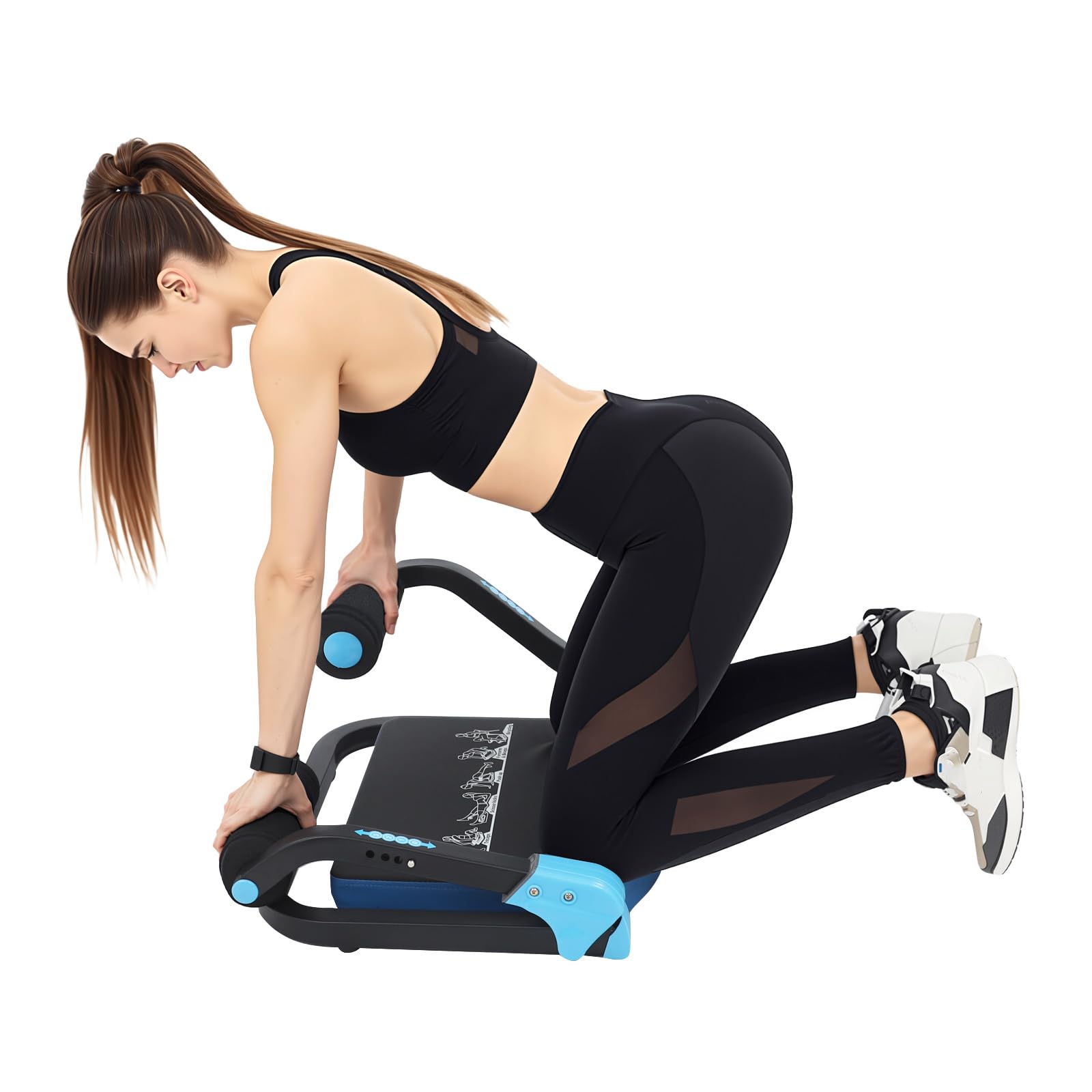 Urządzenie fitness do domu – trener brzucha, pleców, wielofunkcyjna maszyna do ćwiczeń mięśni brzucha, domowa siłownia – składany, sprzęt sportowy na całe ciało, kolor niebieski