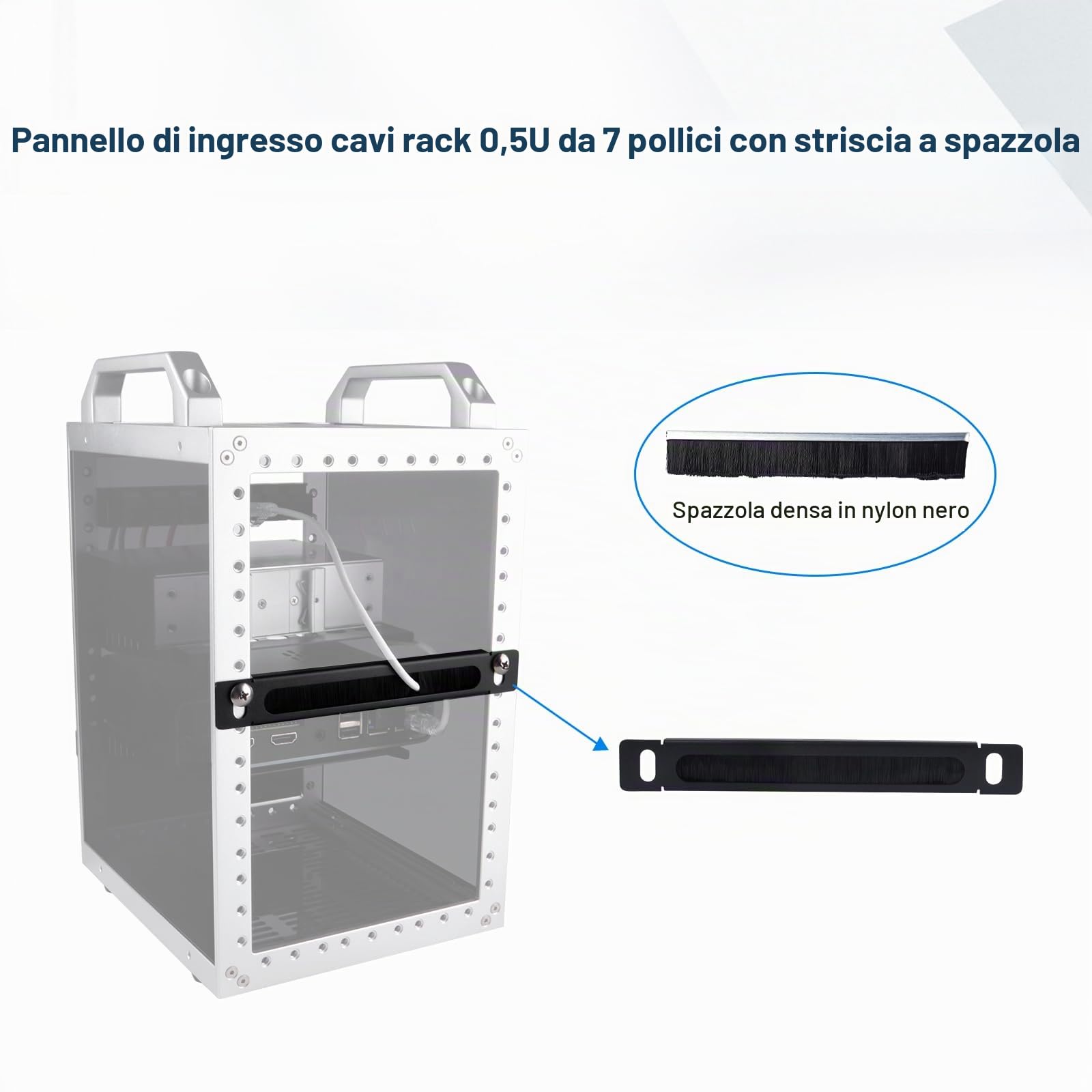 GeeekPi Pannello di gestione dei cavi da 7 pollici 0,5U con striscia di spazzole, organizer per cavi per rack DeskPi RackMate TT Mini Network Rack