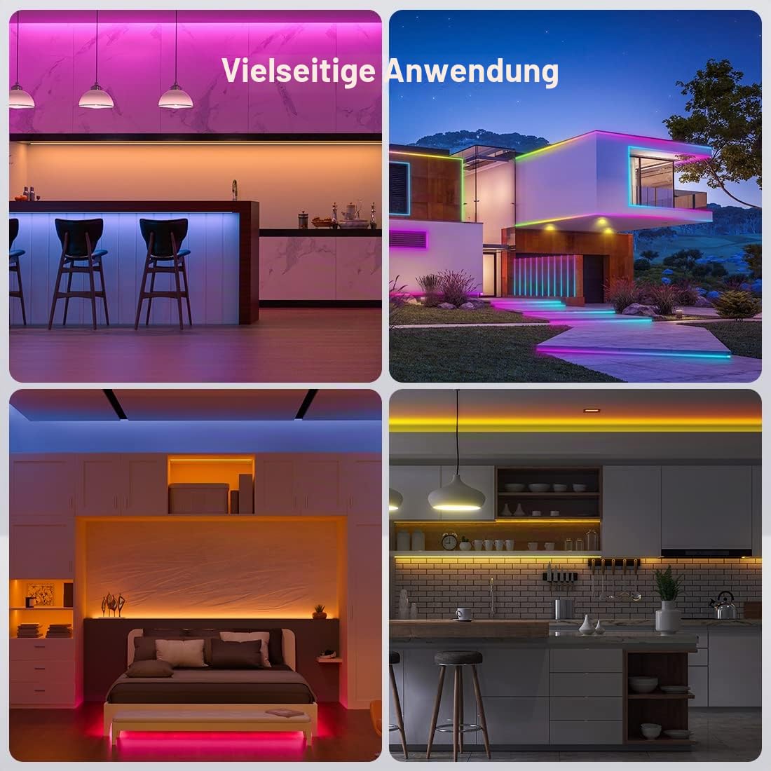 SEZO LED Profil Silikon T1616 5M Diffusor LED Neon Aufbau Profile Fleckenlos für 8-10mm Flexibel LED Streifen Lichter Kanal IP67 Wasserdicht 16x16mm 120°Beleuchtung (LED-Streifen nicht enthalten)