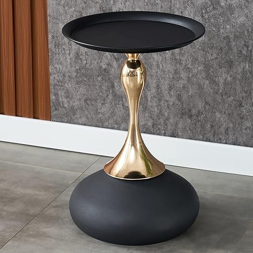 LDCHNH Round Bed Side Table Small Metal Entrance Decor Hallway Table Sofa Loft Designer Mesa Auxiliar Furniture (Color Black, Size 36 * 55 * 40cm)