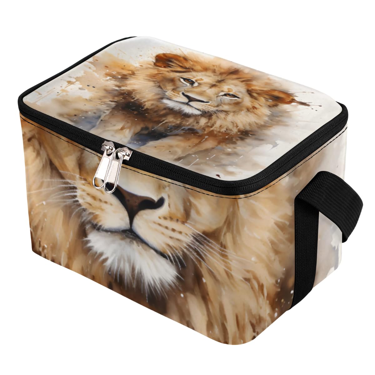 GzLeyigou Lunch Bags for Women Men 9 Cans,Lion Hot & Cold Food Delivery Bag Insulated Grocery Bag Insulated Lunch Box Animal Lion Cooler Bag for Office Work Picnic Beach