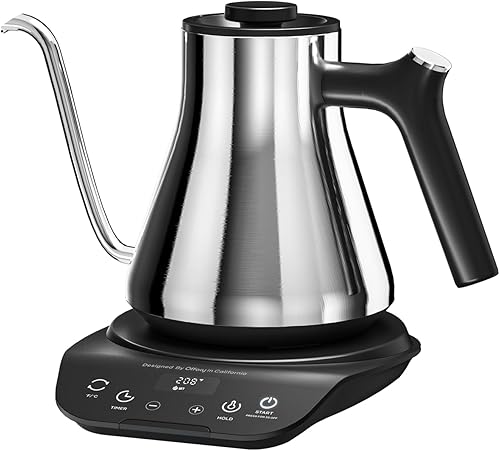 Miniatura 1 de Offacy Hervidor eléctrico de cuello de cisne, calentamiento rápido de 0.9 L, 1200 W, control de temperatura de  1 , olla interior de acero