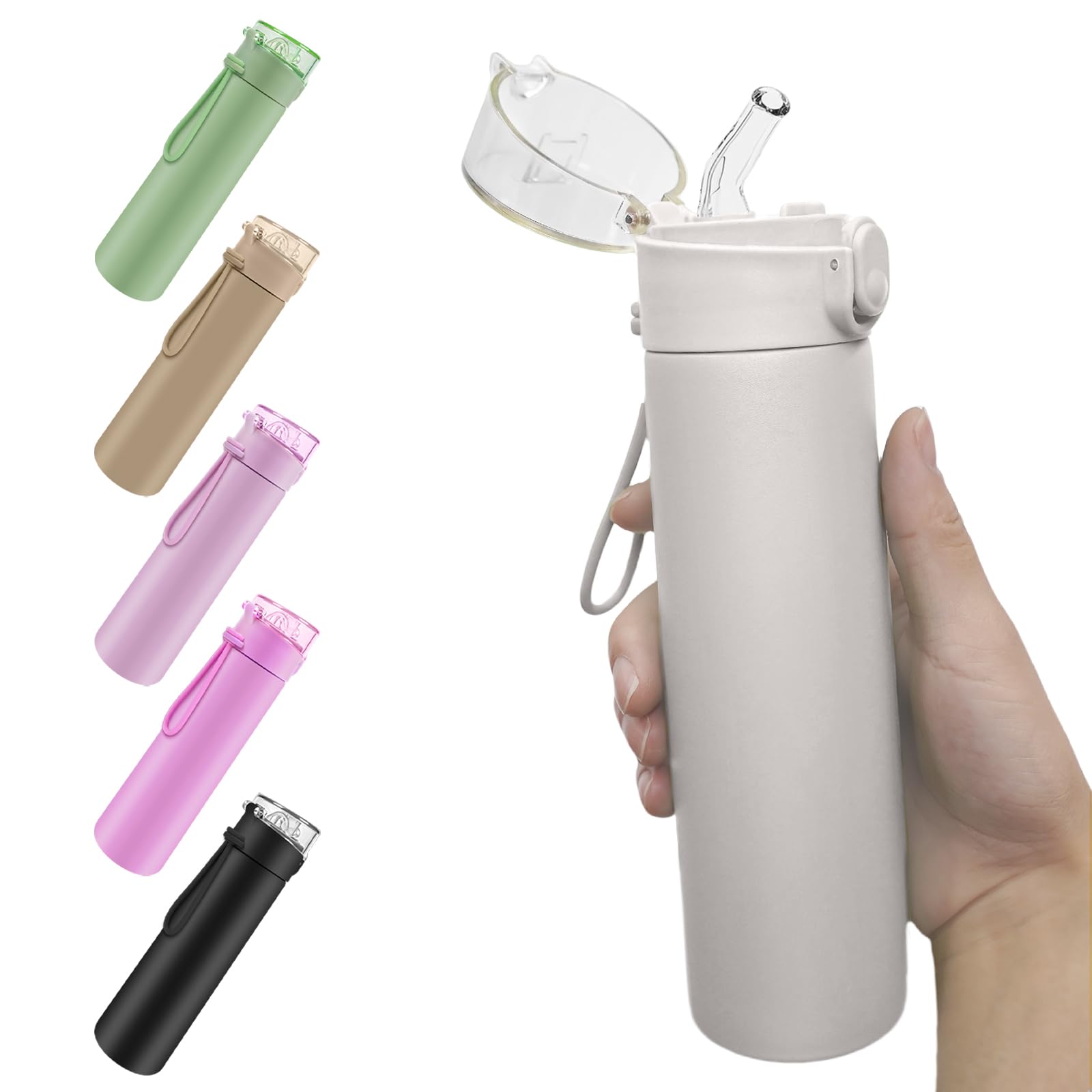AMFUN Edelstahl Trinkflasche, 304 Edelstahl Wasserflasche mit Griff, Mini Doppelwandige Thermosflasche, Tragbarer Isolierflasche für Sport, Schule, Outdoor