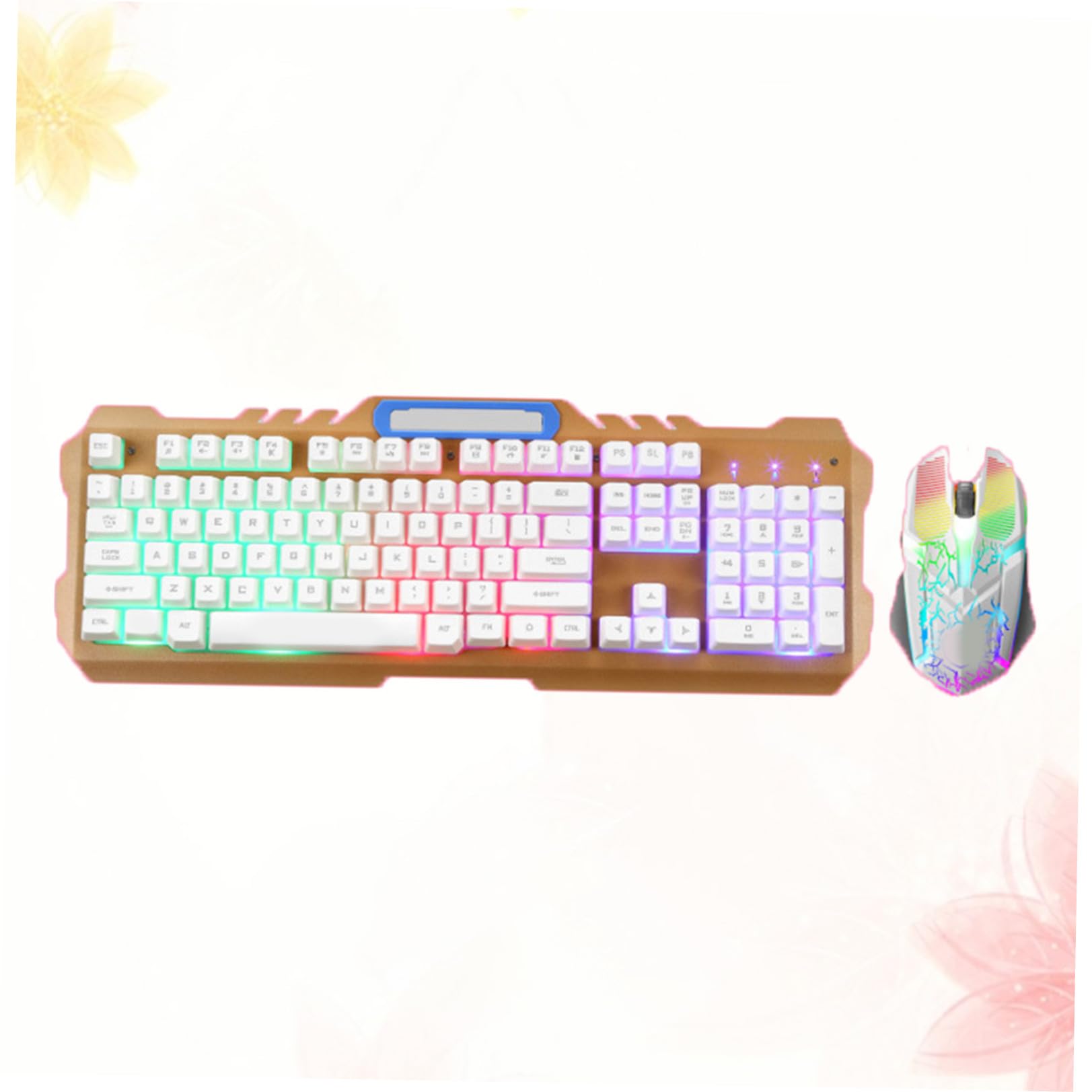 Tastiera Meccanica Bianca con Mouse, Set USB Retroilluminato