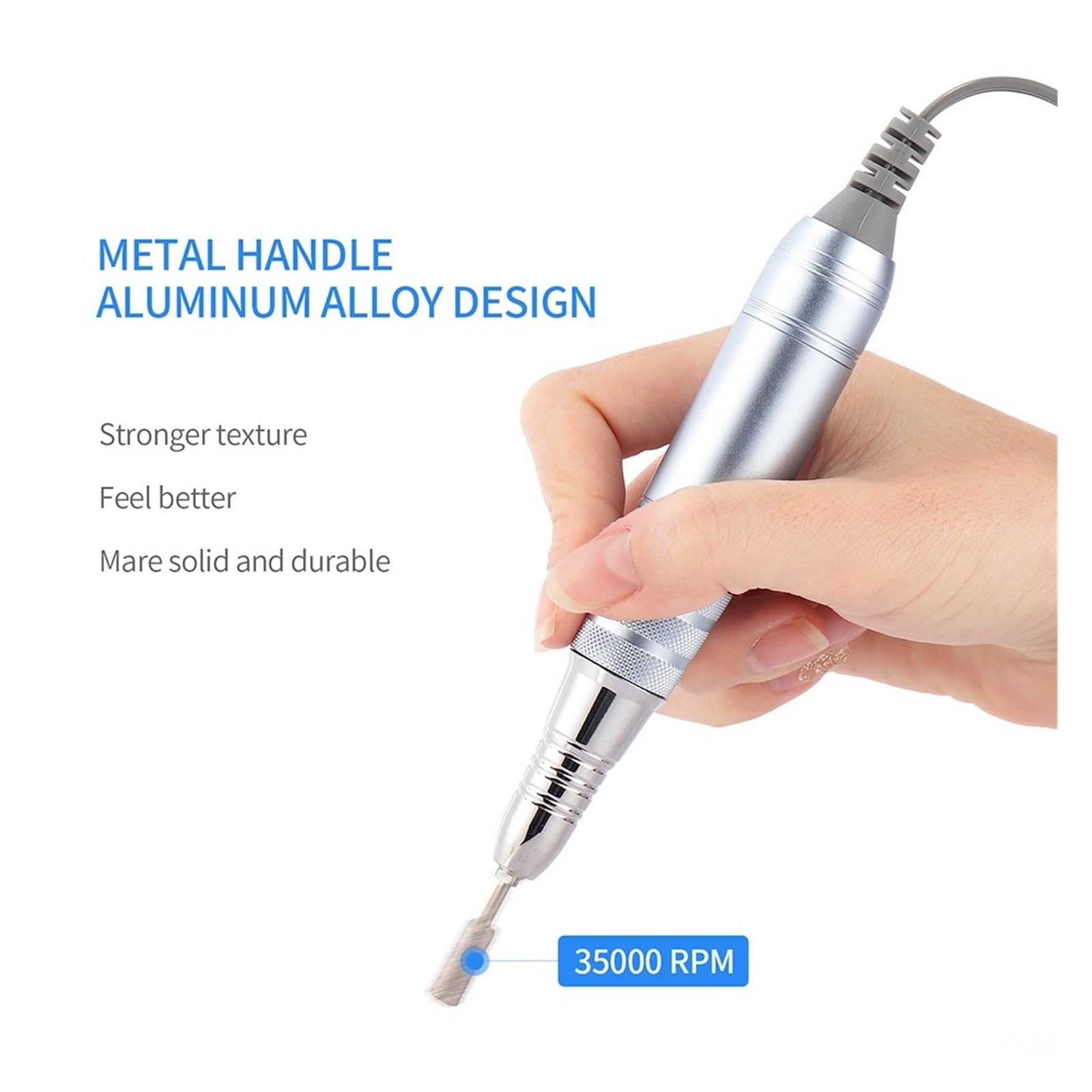 Obcinacz do paznokci, 35000 obr./min elektryczna wiertarka do paznokci, Manicure polerka do paznokci do żelu do usuwania paznokci polerowanie wiertła, Pedicure Nail Art Equipment(Wit)