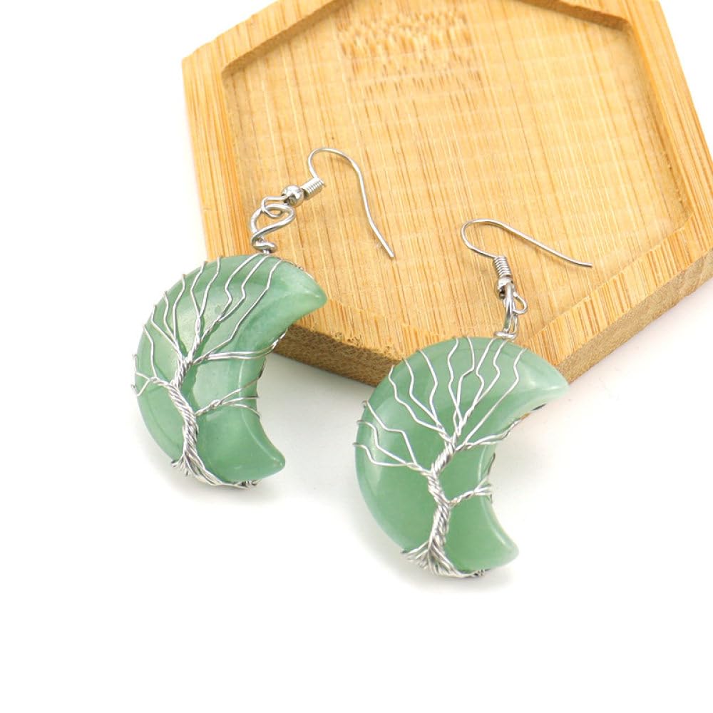 Orecchini a cerchio di avventurina verde, orecchini a cerchio di cristallo di pietre preziose avventurina, chakra del cuore, orecchini Boho, regalo per lei, negozio nel Regno Unito - Italia