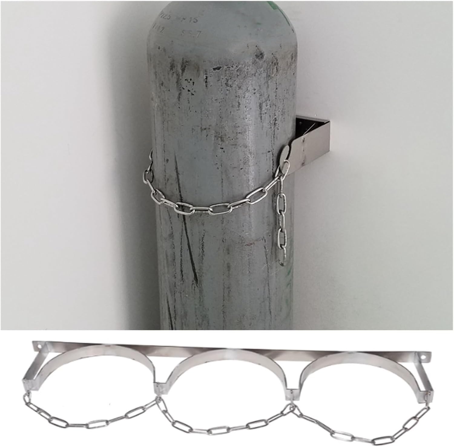 Edelstahl Gasflaschenhalter Wandhalter für Gasflaschen mit einstellbarer Kette(34.3in/87cm)