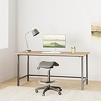 Vista 2 de Office Star Drafting Taburete sin respaldo con asiento de sillín, anillo de pie, ángulo de asiento ajustable y ajuste de altura neumático, vinilo