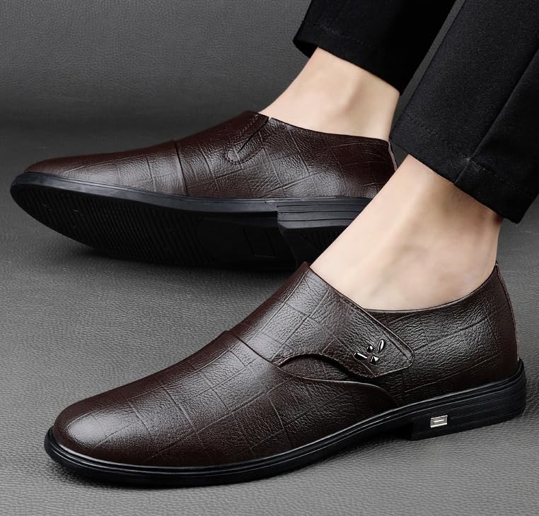Men's Genuine Leather Slip On Dress Shoes Men Fashion Formal Walking Business Oxford Shoes Pointed-Toe Derby Shoe for Men2