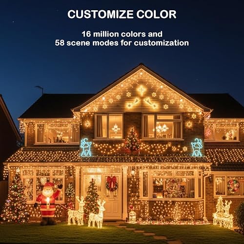 Miniatura 2 de Luces de carámbano de Navidad inteligentes de 66 pies, 58 modos de escena, 16 millones de colores, luces LED RGB con aplicación y control remoto,