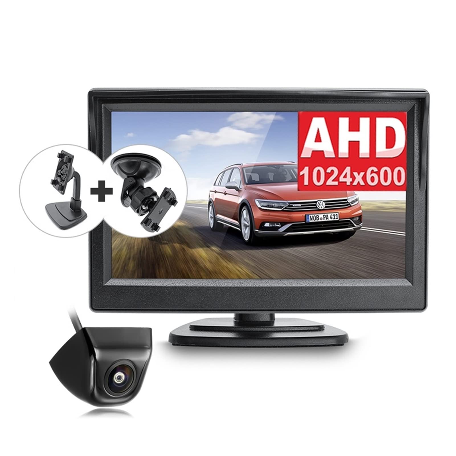GPS pour Voiture, HD AHD 1920 * 1080p 5 Moniteur de Parking à Pouce avec lentille Fisheye Starlight Night Vision la Vue arrière Vue Caméra Sauvegarde(Monitor with Camera)