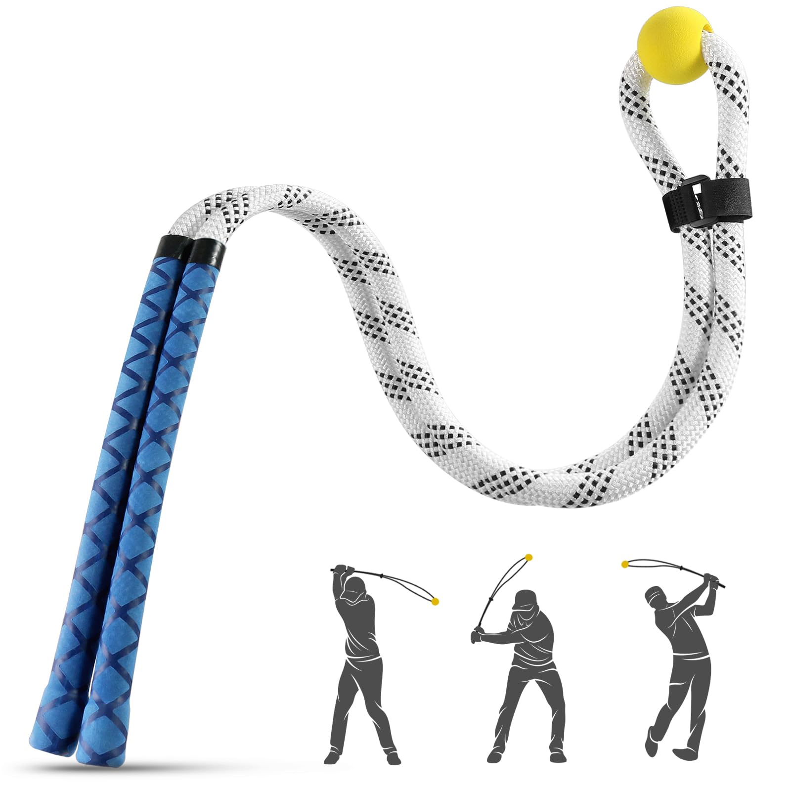 Entrenador de swing de cuerda de golf, corrector de postura profesional de golf, equipo de práctica de calentamiento de golf con pelota pesada para golfistas de todos los niveles