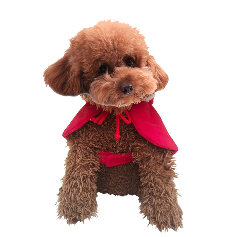 Cani Babbo Natale Costume Natale Animali Domestici Mantello Poncho Mantello con cappello Inverno Caldo rosso (L)