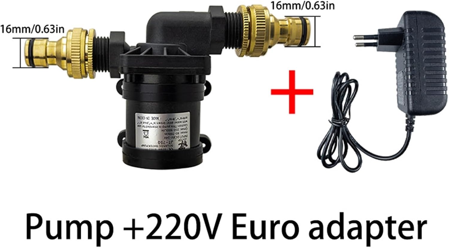 Small DC12V/24V Brushless Motor 1/2’ 900L/H Water Pump Water Heater Shower Booster Pump Warm Air Water Cooling Circulating Pump(24V wiring,16mm and EU adapter)