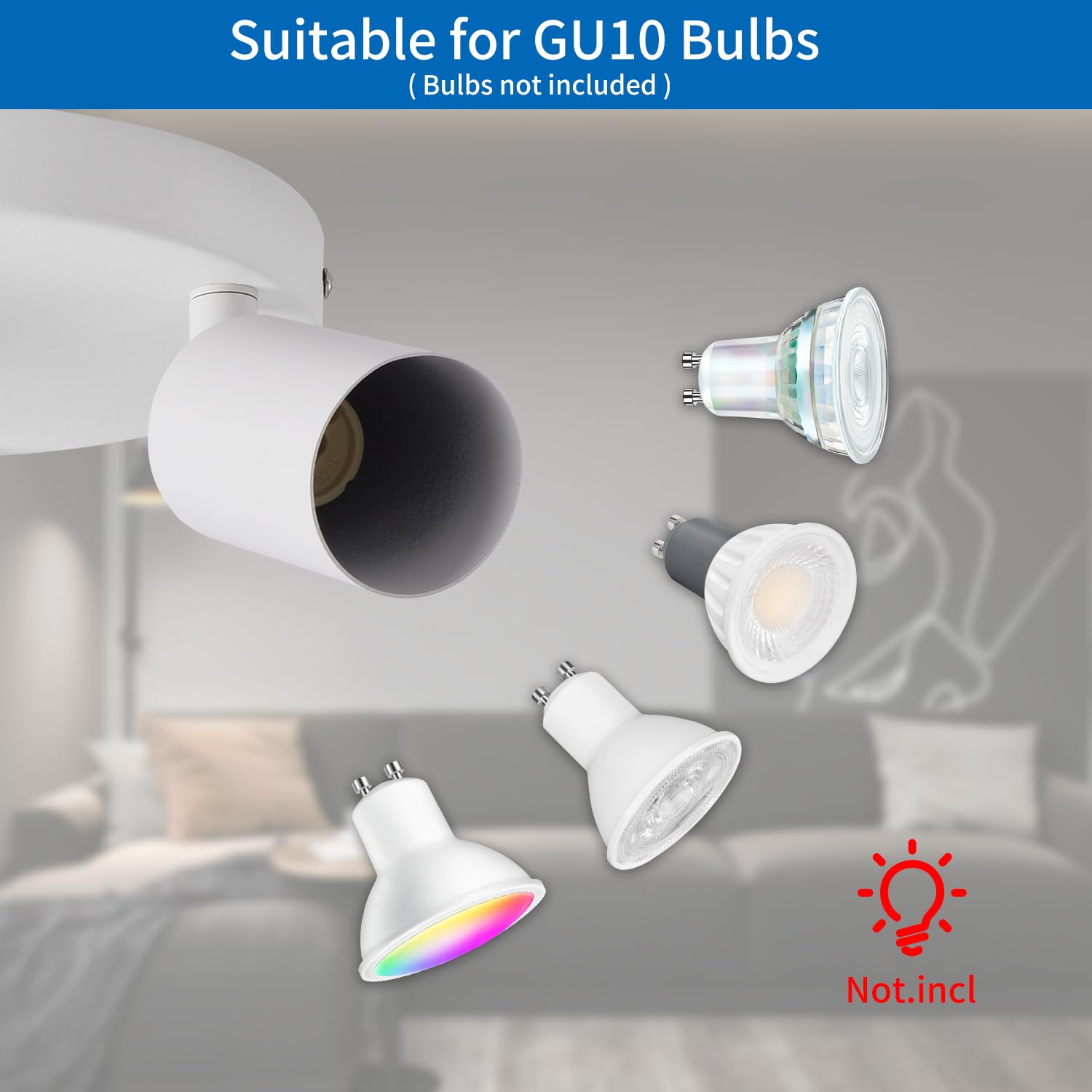 ANWIO Focos LED Interior Techo Ajustable con 3 Focos LED de Metal Blanco - Diseño Moderno y Versátil para Dormitorios y Salones(Sin Bombillas)
