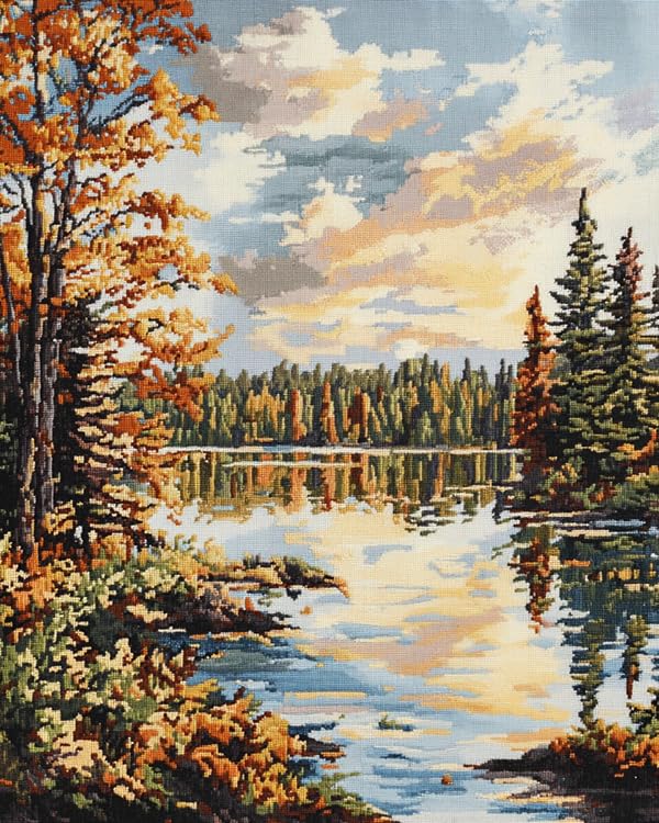 Amazon.com: Amcdjkery Autumn Forest Lake Landscape Cross Stitch
