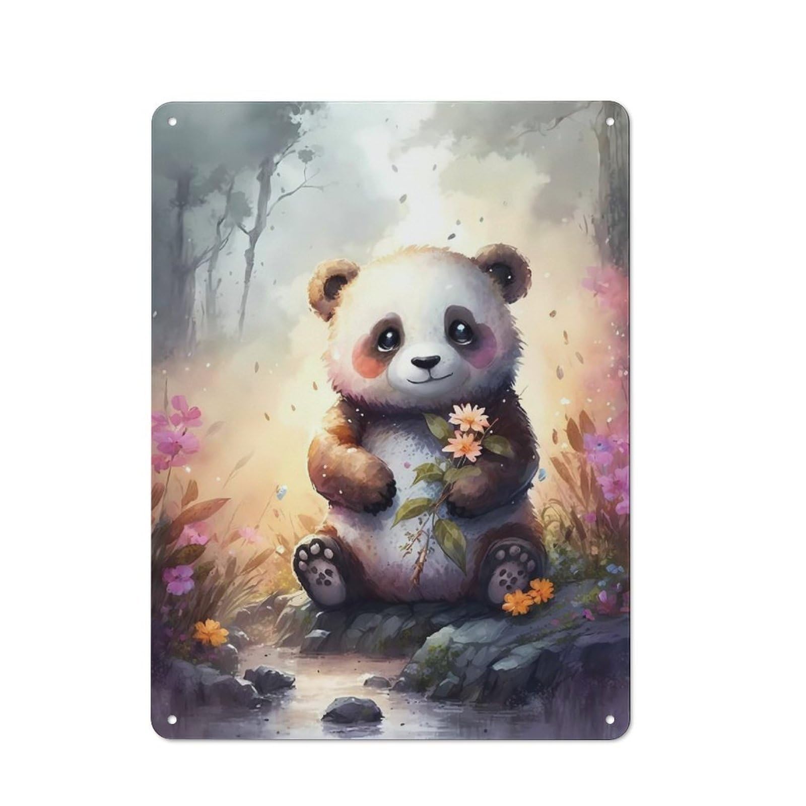 Junmoney Panda Fiction Industrial-Style Metal Plaque 40X30cm For Hallway Wall, A Winter Wall Decor Update For Hallway Decor Lovers