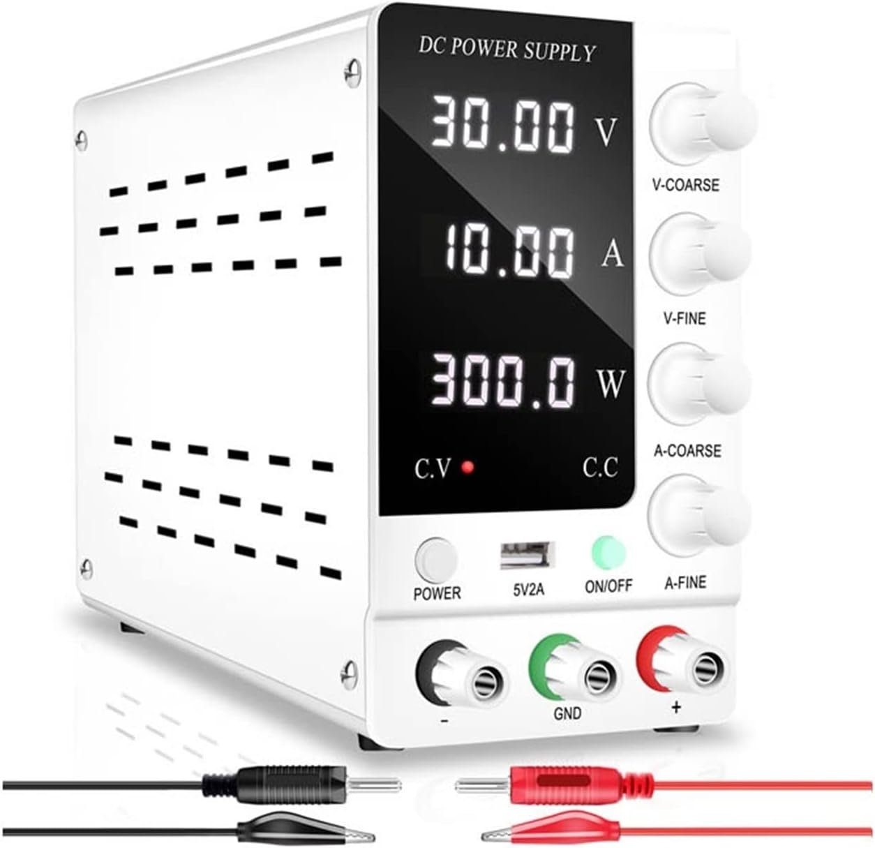可変電源 調整可能な DC 電源 30V 10A ラボ用電源 調整可能な 4 桁の電圧レギュレータ スタビライザー USB 広く使用