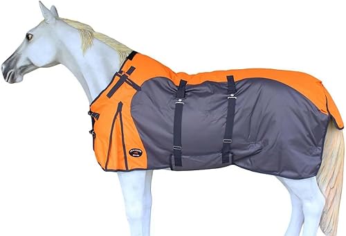 CHALLENGER 74" 1200D Caballo Participación Impermeable Pesado Invierno Manta 5EE22OR Marrón Cielo Azul,Gris Naranja,Gris Rojo,Gris/Púrpura,gris/azul