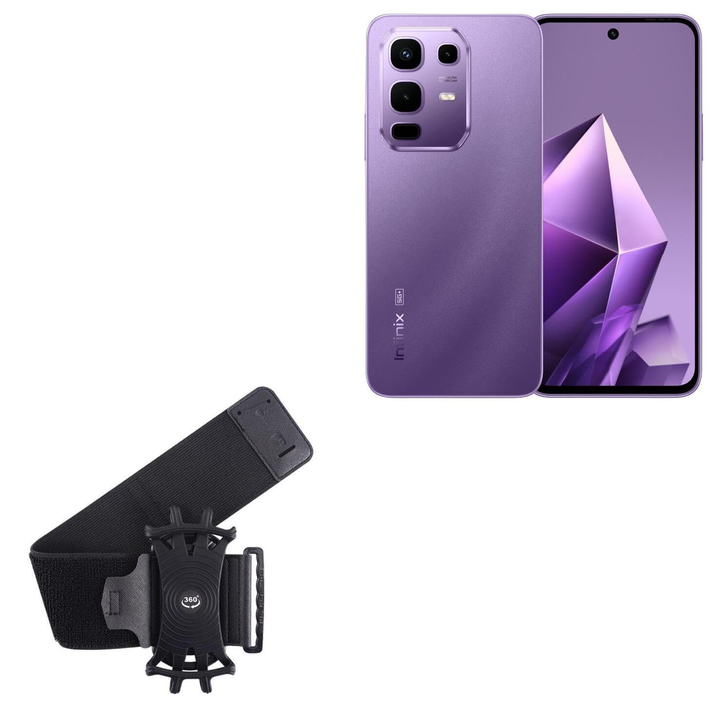 BoxWave Holster Compatible with Infinix Note 50X 5G - ActiveStretch Sport Armband, Adjustable Armband for Workout and Running - Jet Black