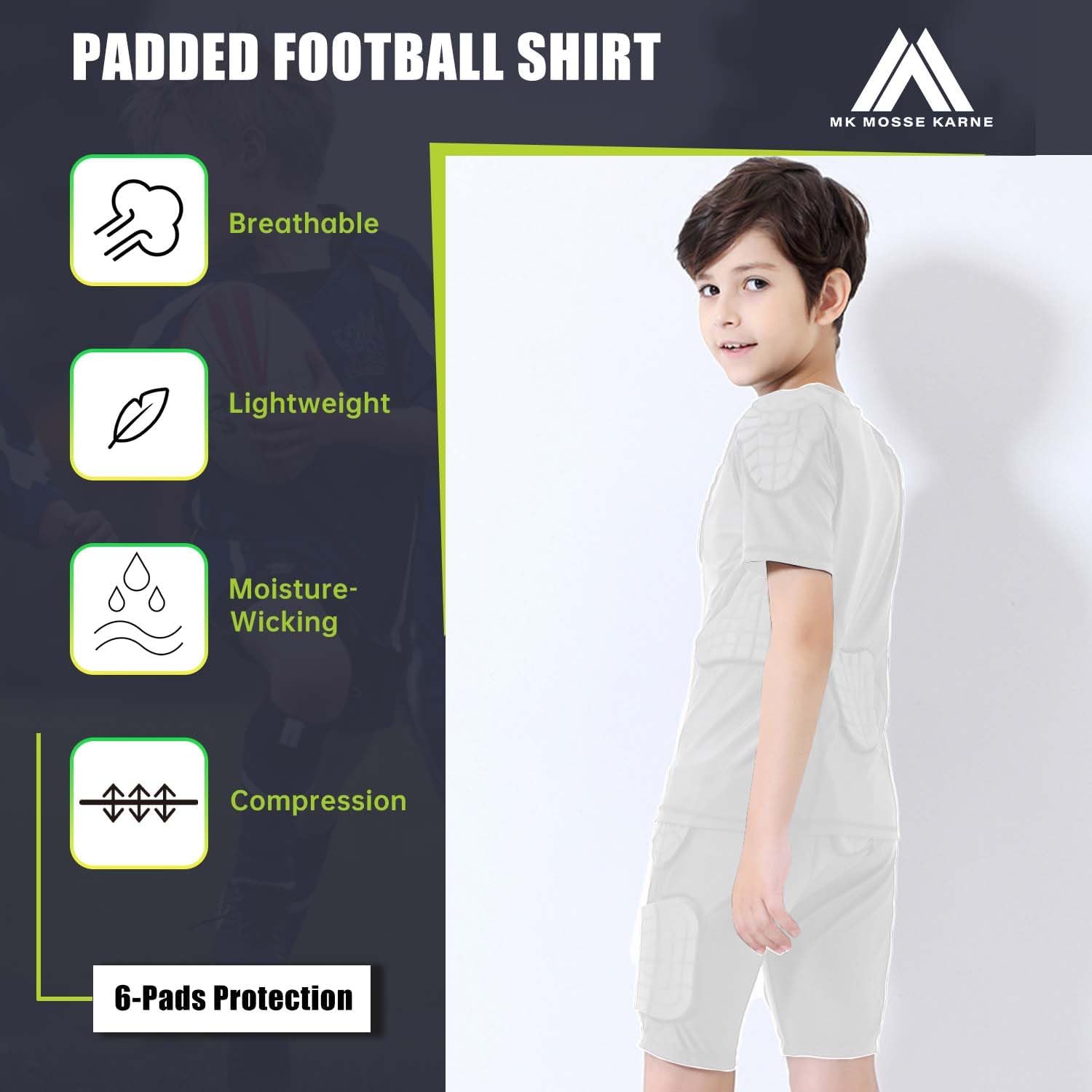 Kids Boys Padded Compression Shirt Chest Protector for Baseball Paintball Football Rid Protector Heart Guard Protective Shirt - Image 4