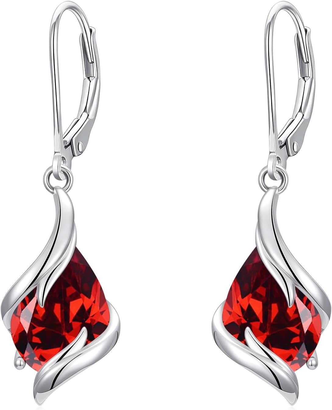 Birthstone Earrings for Women 925 Sterling Silver Teardrop Dangle Earrings Fine Jewelry Anniversary Birthday Gifts for Her Wife Mom