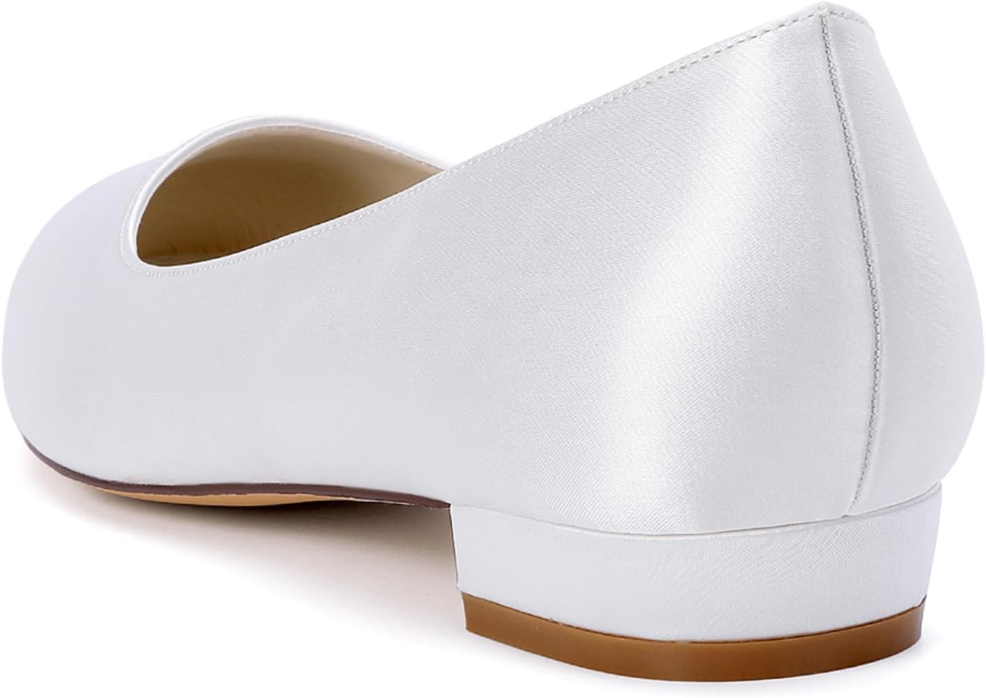 Women's Low Heel Wedding Shoes Satin Bridal Flats Round Toe Evening Dress Shoes for Party Prom