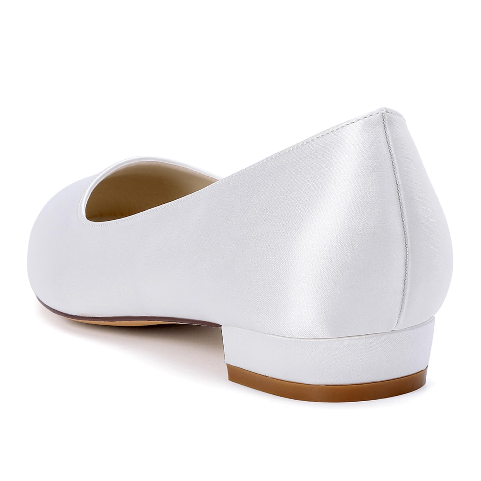 Runde Zehenpartie, Satin, Flache Hochzeitsschuhe für Braut, Bequeme Brautschuhe, Flache Schuhe, Abschlussball, Abendparty, Kleid, Pumps für Damen