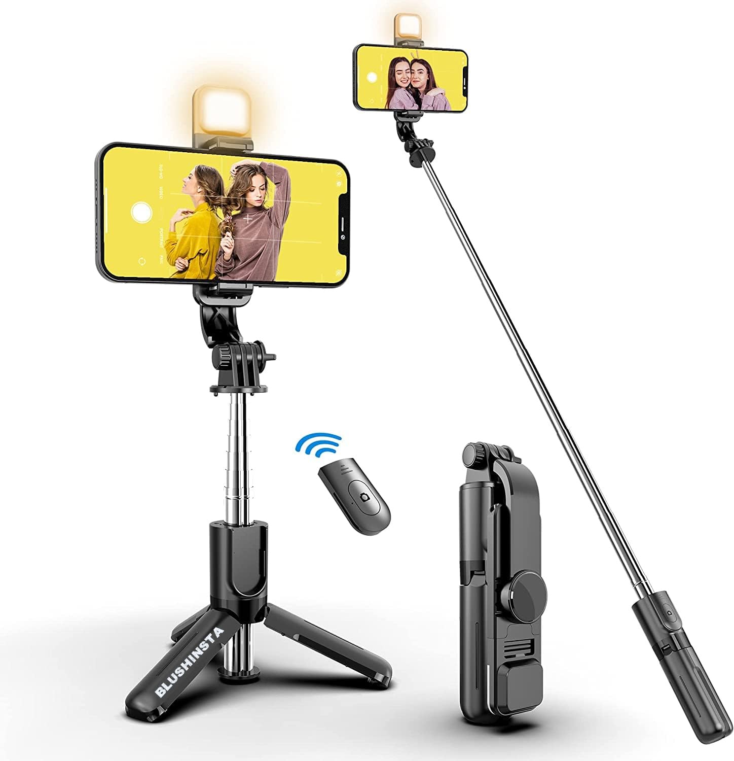 Blushinsta Selfie Stick Tripod with Fill Light Phone Tripod Stand with Remote & 360°Rotation Compatible with iPhone13/13 Pro/12/11/11 Pro/XS Max/XS/XR/X/8/7 and Android Smartphone(Black 60cm) (B0B9KLV4D7) Amazon Price History, Amazon Price Tracker